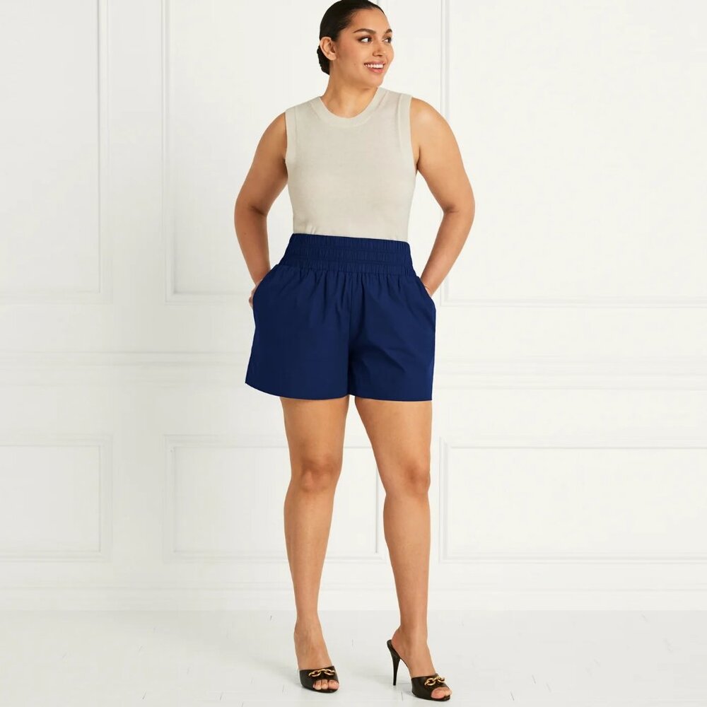 Hill House Navy High-Waist Elastic Shorts